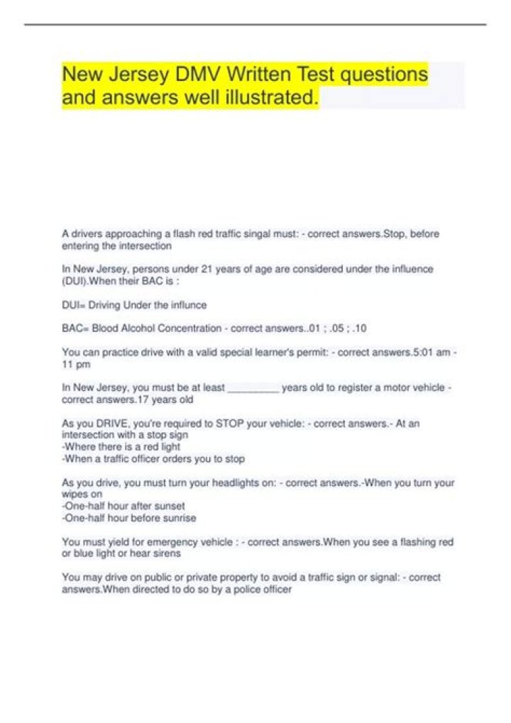 New Jersey DMV Questions & Answers PDF: Essential Guide