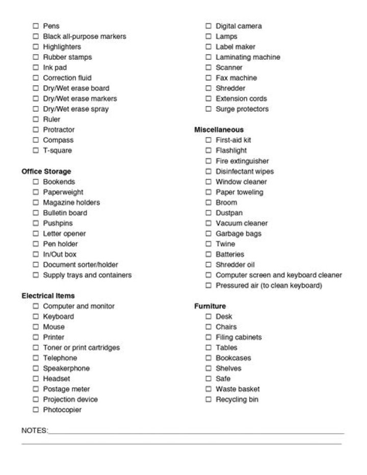 New Office Requirements List PDF – Download Now