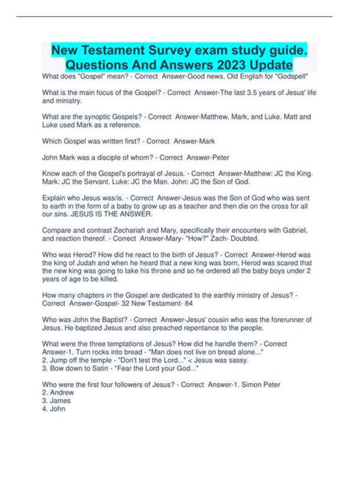 New Testament Survey Questions and Answers PDF: Complete Study Guide