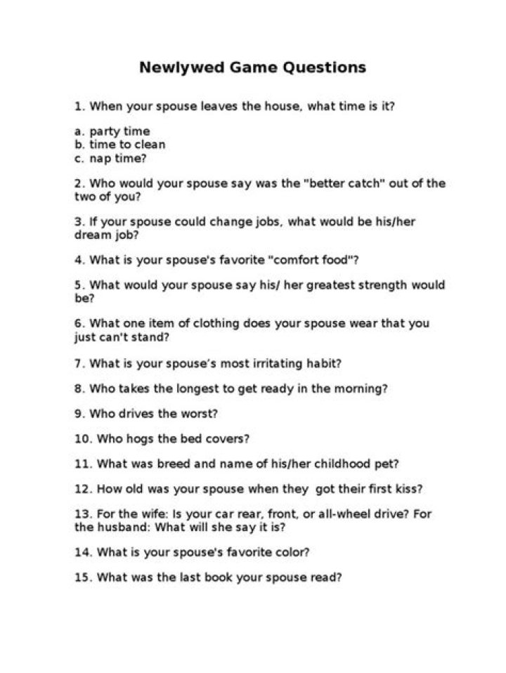 Newlywed Game Questions PDF – Perfect Love Trivia for Freshly Married Couples