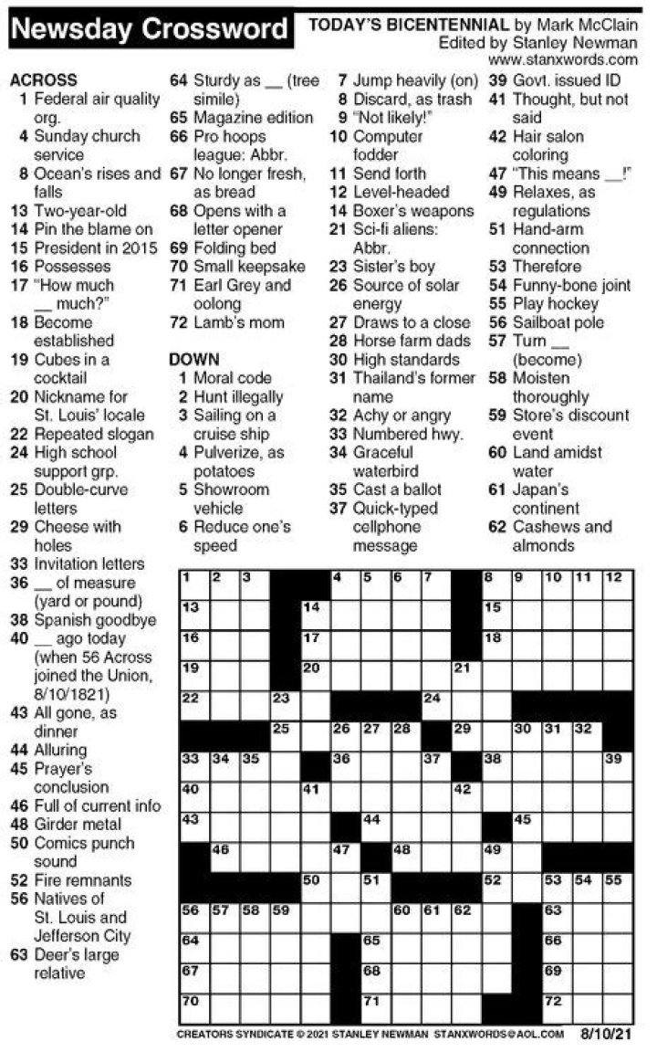 Newsday Crossword Answers Today PDF – Today’s Complete Guide