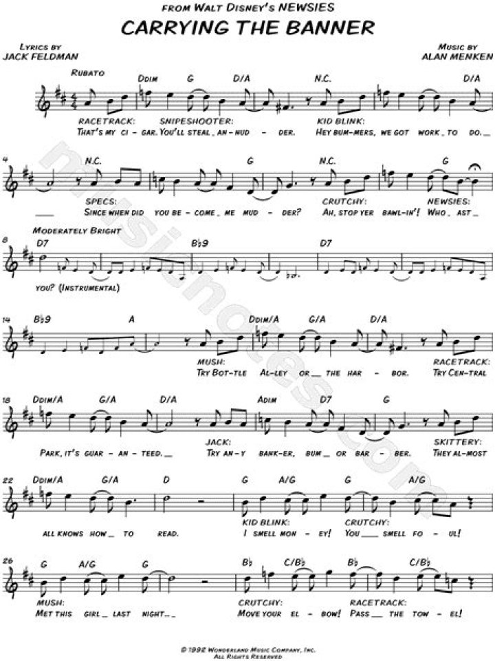 Newsies Carrying the Iconic Banner Sheet Music PDF