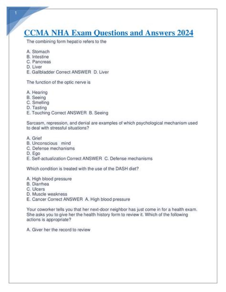 2025 NHA CCMA Exam Questions & Answers PDF – Complete Study Guide
