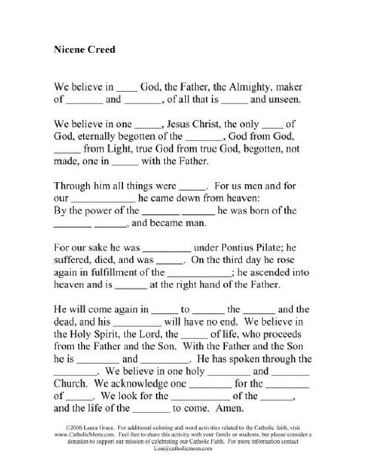 Nicene Creed Worksheet PDF: Study Guide for Faith and Doctrine