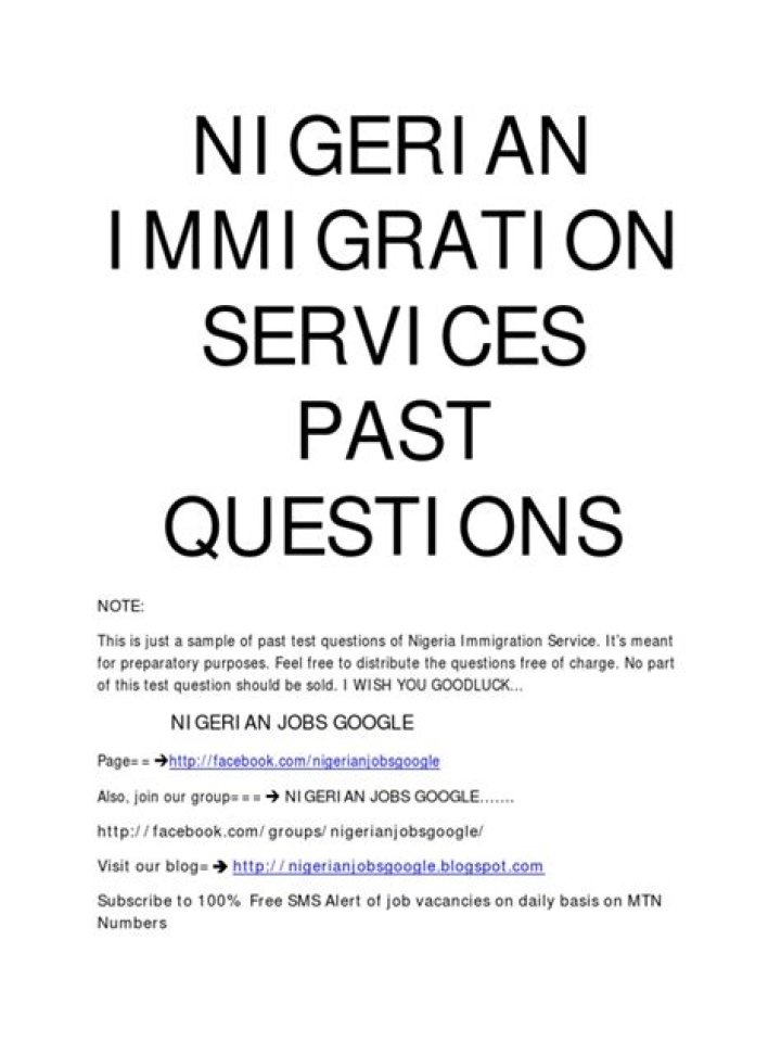 Nigeria Immigration Past Questions & Answers PDF – Download Now