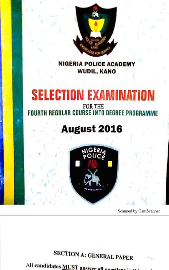 Nigeria Police Academy Past Questions PDF – Free Download