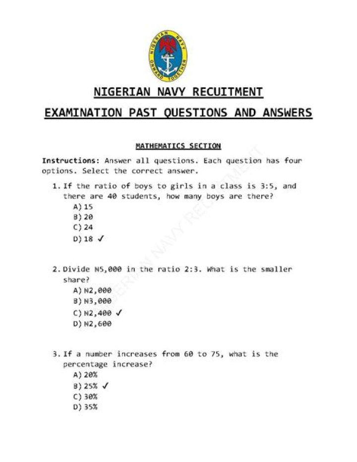 Nigerian Navy Past Questions PDF Download – Free Exam Papers