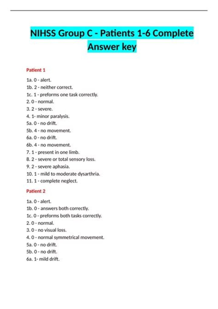 NIHSS Group B 2024 Quizlet Answers & Study Guide