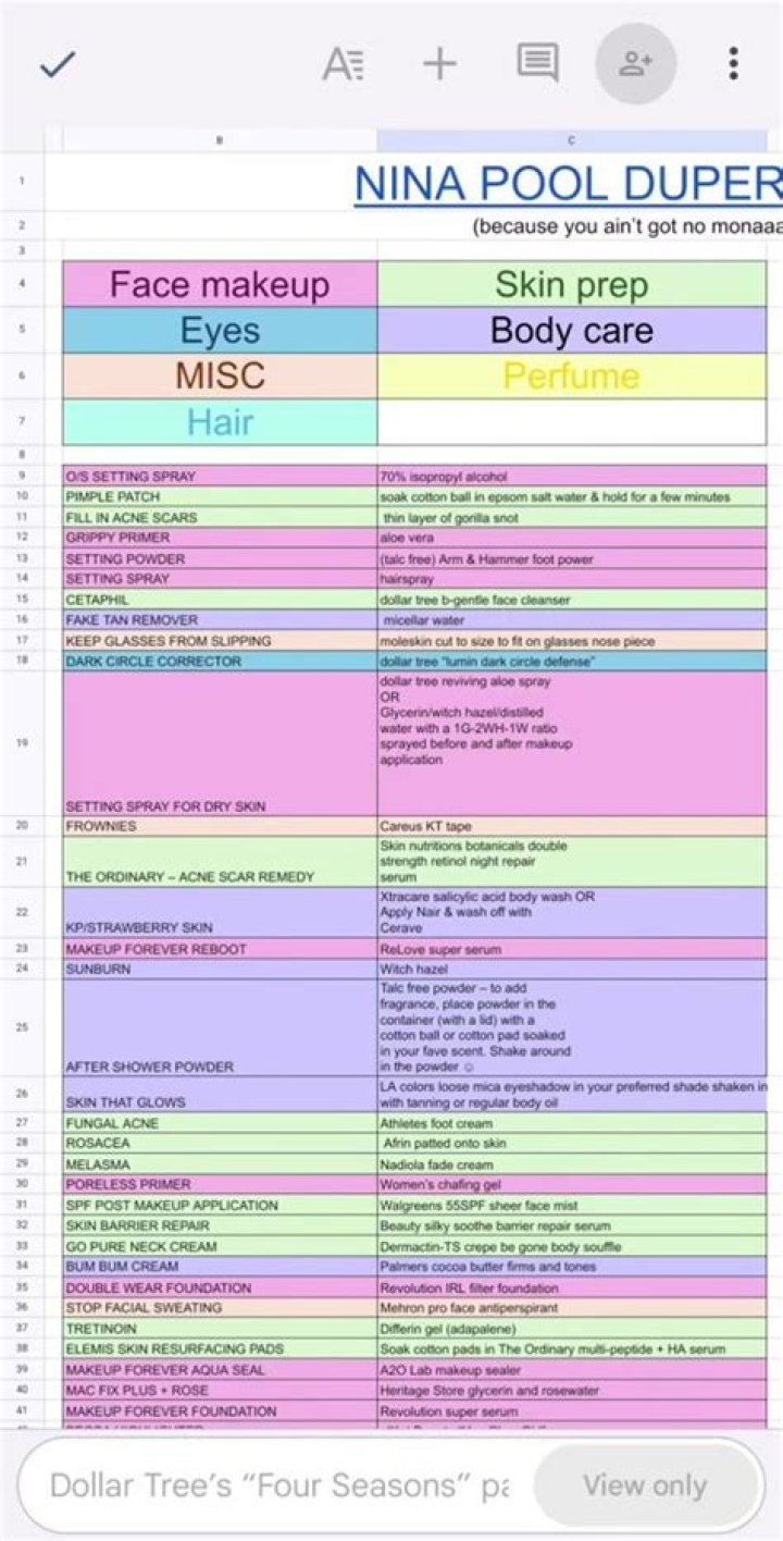 Nina Pool Dupes List PDF – Free Duplicate Pool Items Spreadsheet