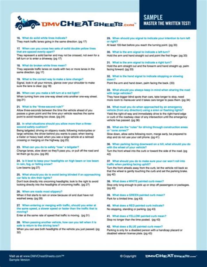 NJ Permit Test Cheat Sheet PDF – Quick Study Guide