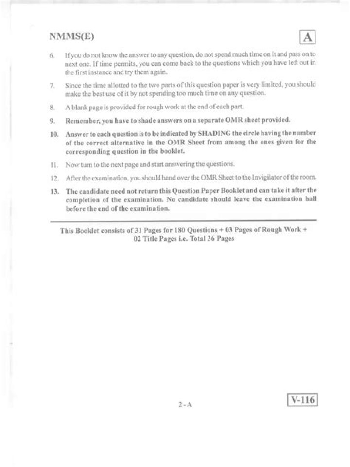 Nmms 8th Standard Exam Model Question Paper PDF – Download Now