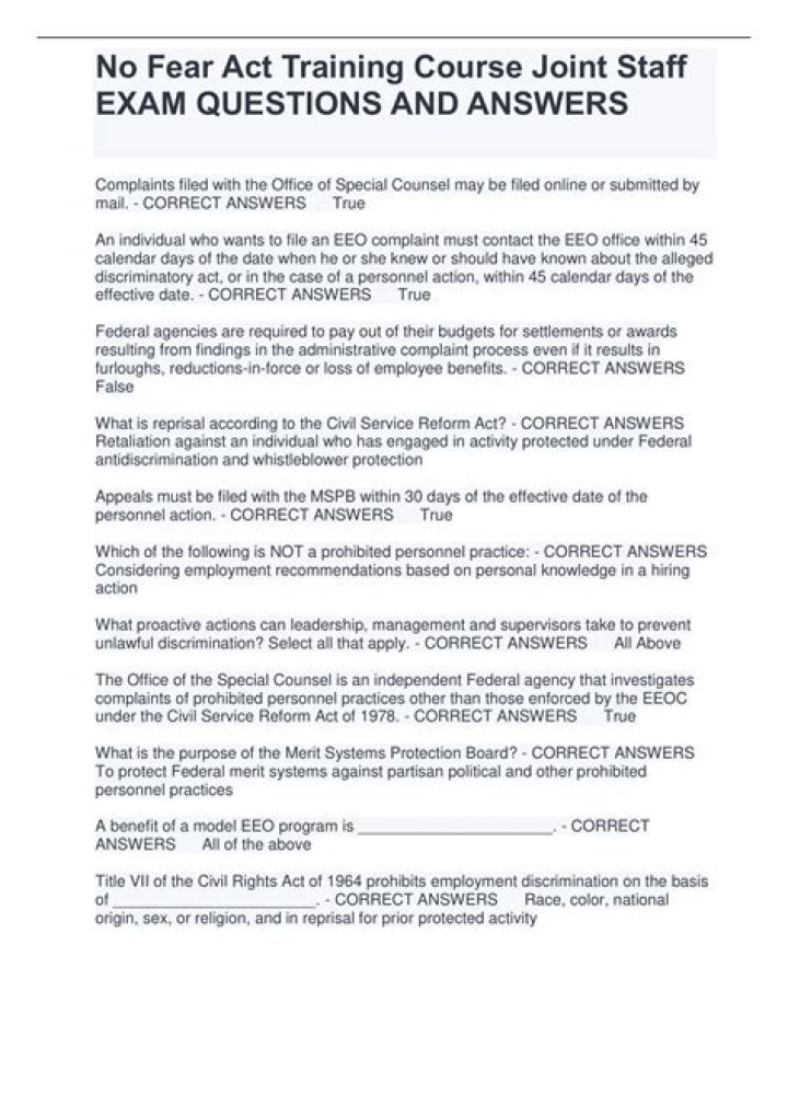 No Fear Act Training Answers PDF: Expert Guide to Understanding Your Rights