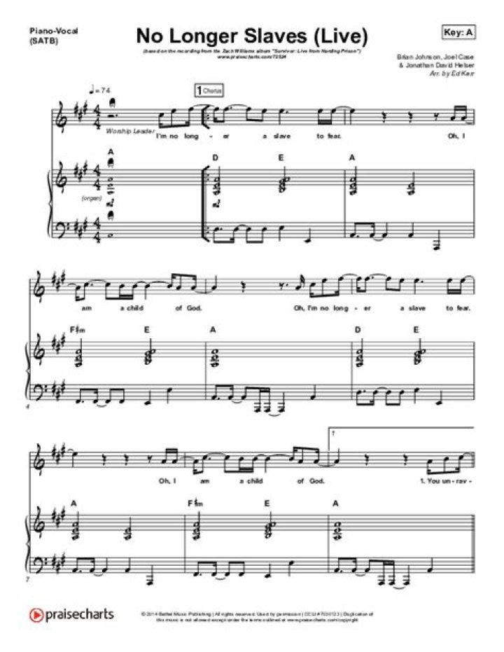 No Longer Slaves Sheet Music PDF – Free Download