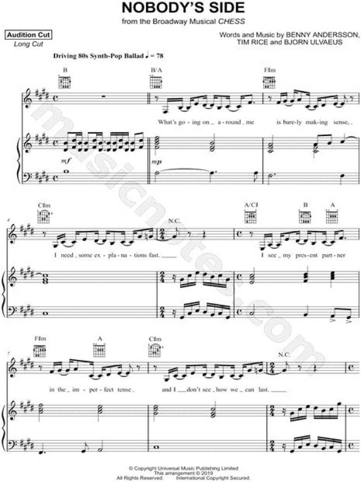 Free Nobody's Side Chess Sheet Music PDF for Easy Download