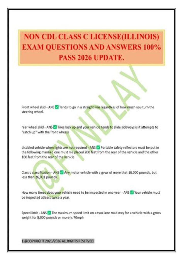 Non CDL Class C License Illinois Test Answers PDF: Complete Study Guide