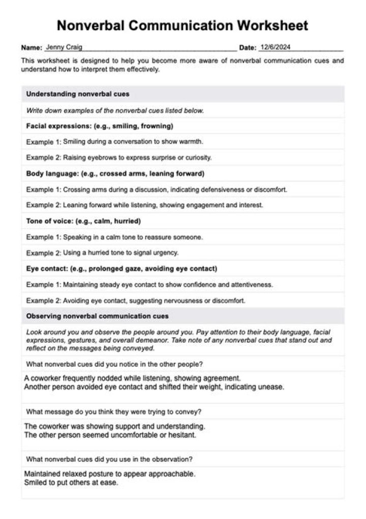 Non-Verbal Communication Worksheets PDF: Free Download for Effective Learning