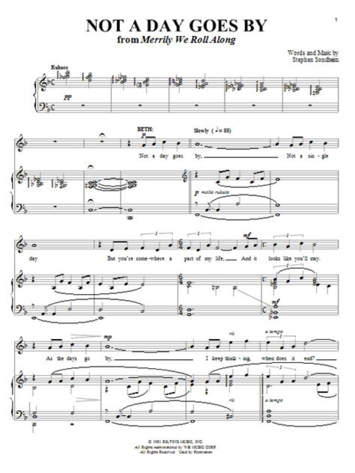 Free Not a Day Goes By Sheet Music PDF Download