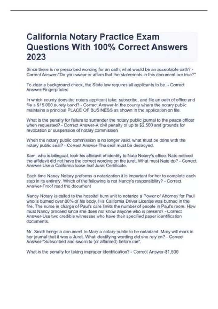 2023 California Notary Practice Test PDF – Pass with Confidence