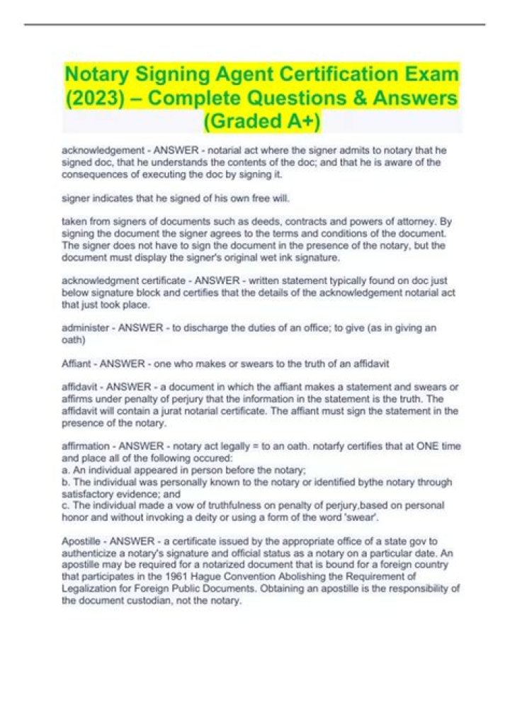 Free Notary Signing Agent Exam Questions and Answers PDF – Download Now