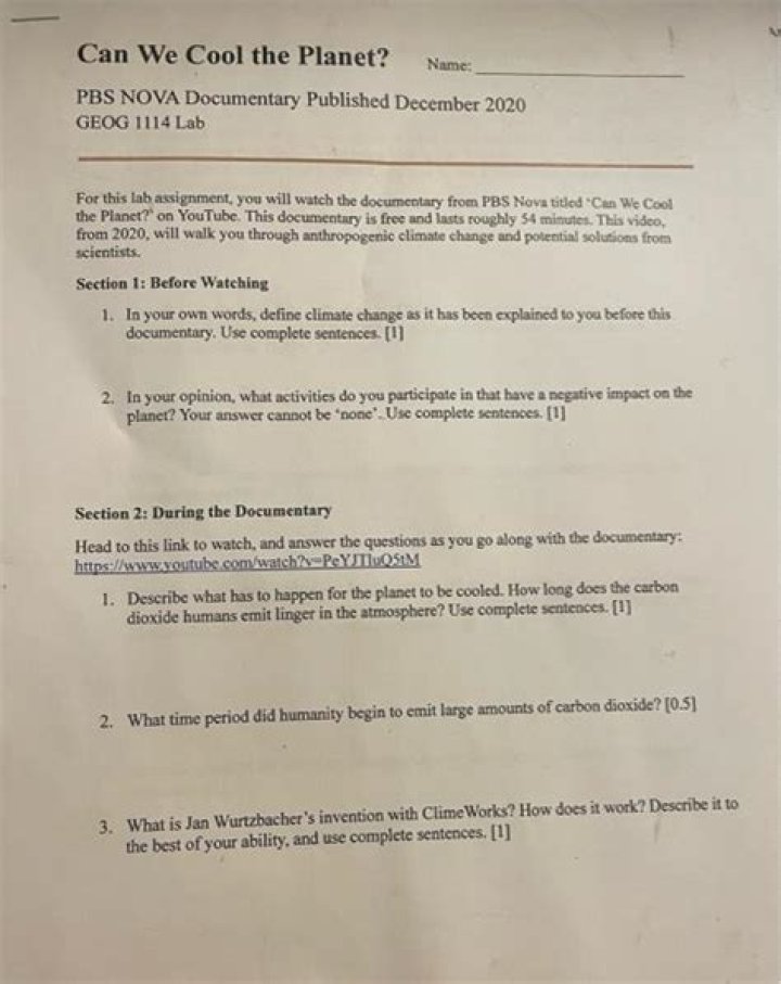 Can We Cool the Planet? – Actionable Climate Solutions Worksheet