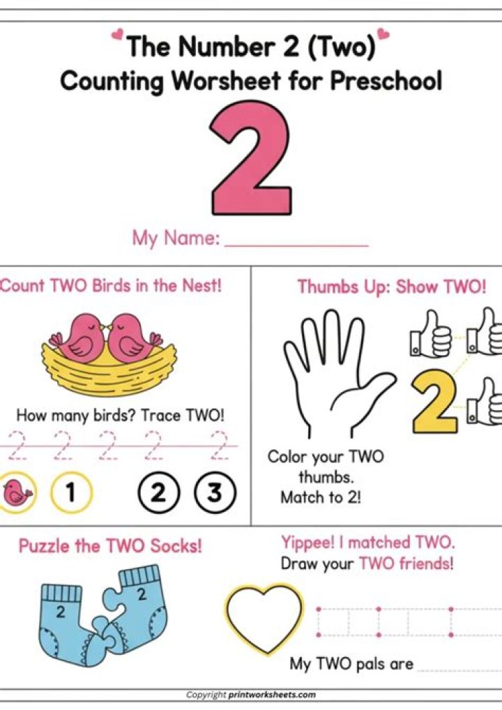 Free Number 2 Preschool Worksheet PDF for Easy Download