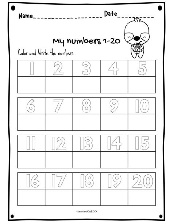 Free PDF Download: Numbers 1-20 Worksheets for Kids