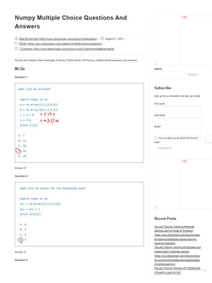Numpy Questions and Answers PDF: Master Python Math & Data Science