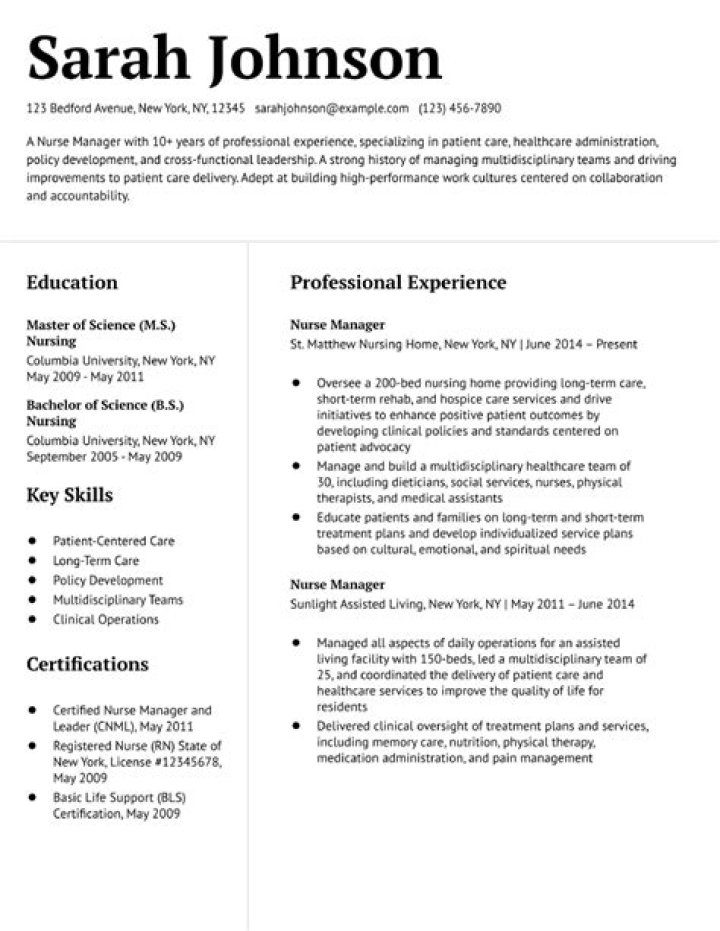 Nurse Manager Resume Sample PDF – Career-Ready Template