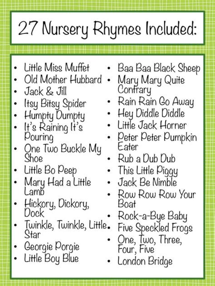 Free Nursery Rhymes List PDF – Printable Collection of Classic Children’s Rhymes