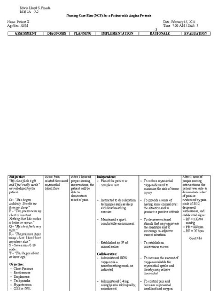Nursing Care Plan for Angina Pectoris – Downloadable PDF Guide