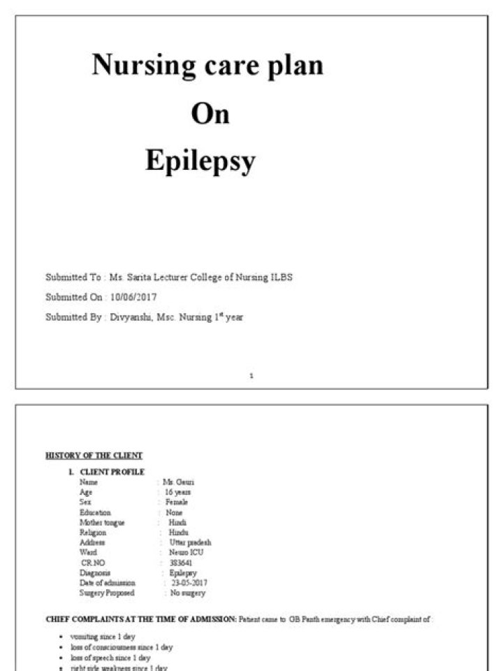 Comprehensive Nursing Care Plan for Epilepsy PDF Download