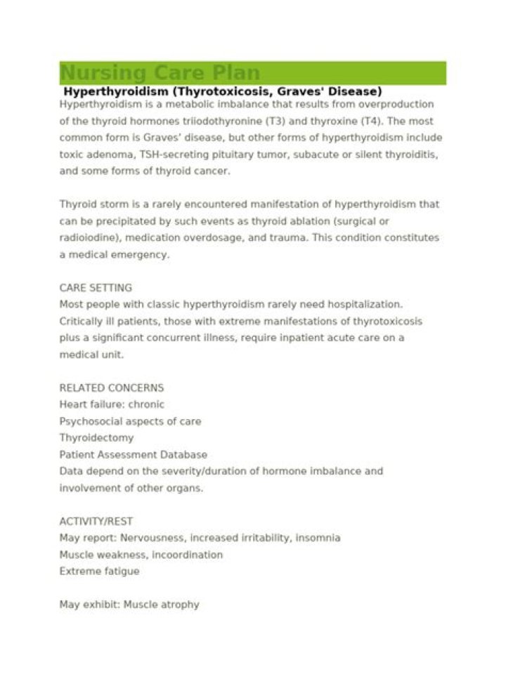 Nursing Care Plan for Hyperthyroidism PDF: Essential Patient Management Guide