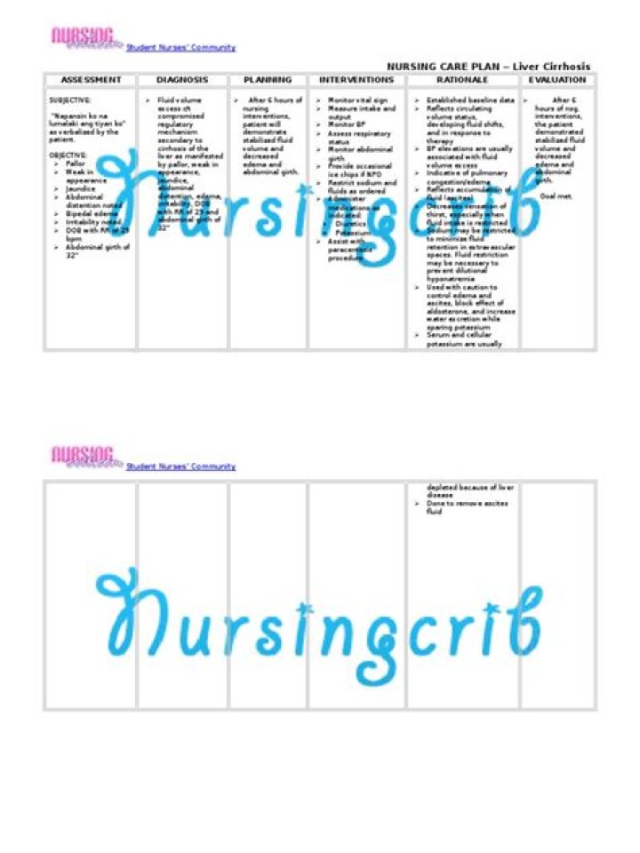 Comprehensive Nursing Care Plan for Liver Cirrhosis PDF Download