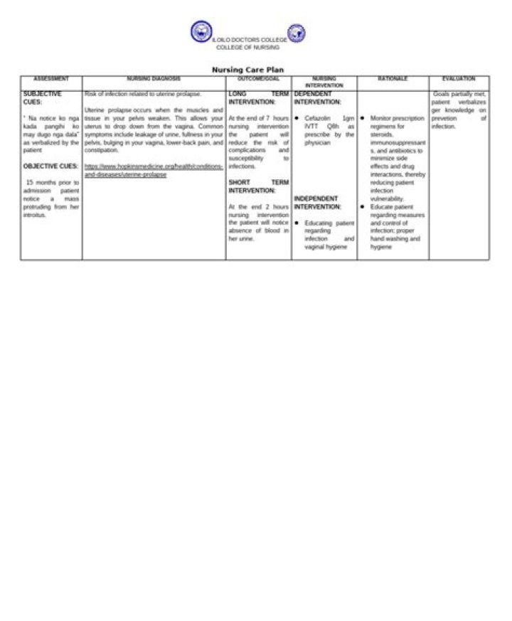 Comprehensive Nursing Care Plan for Uterine Prolapse PDF Guide
