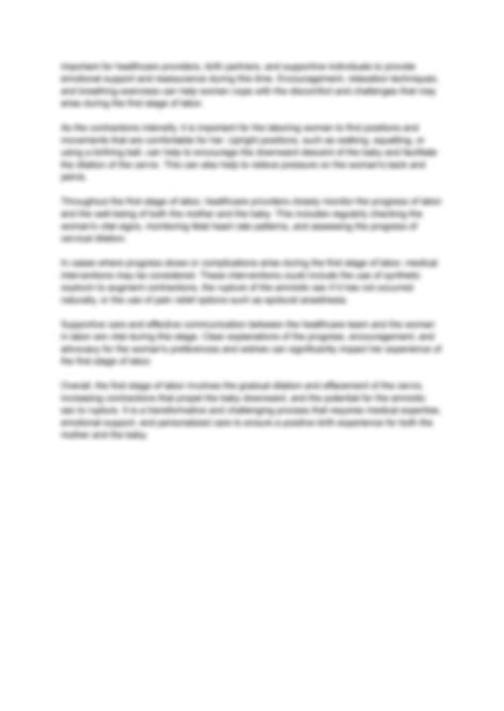 Nursing Management of First Stage of Labour PDF Guide