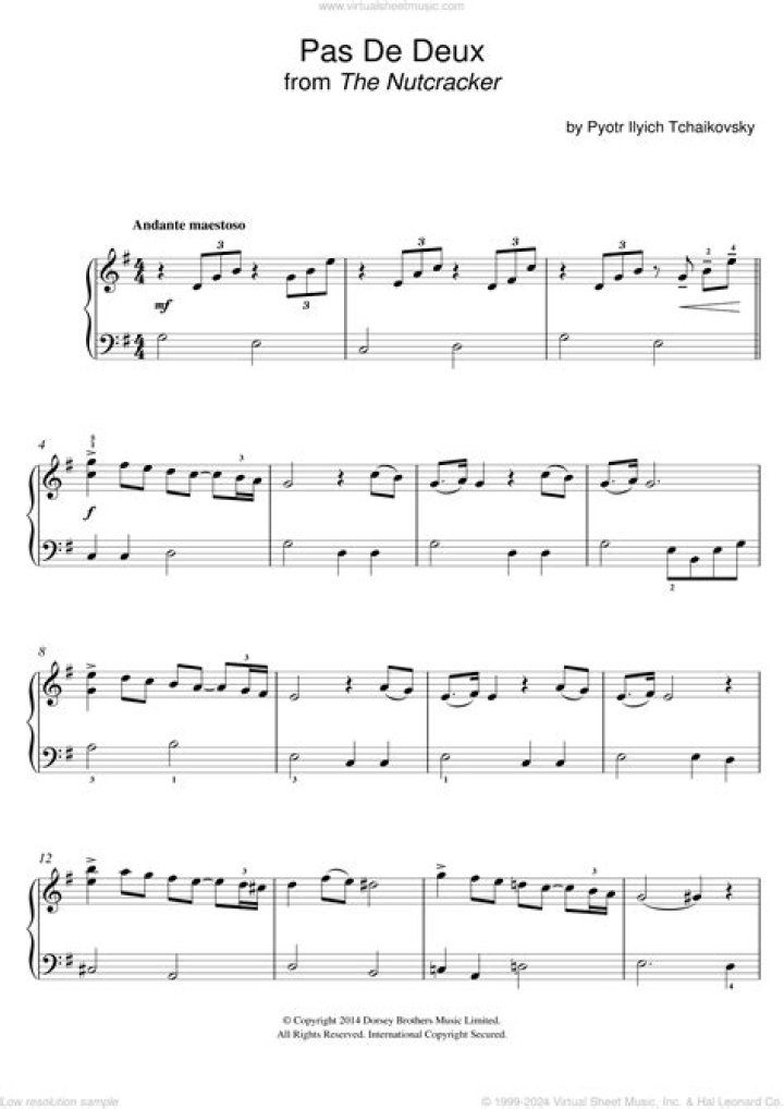 Free Nutcracker Pas de Deux Piano Sheet Music PDF