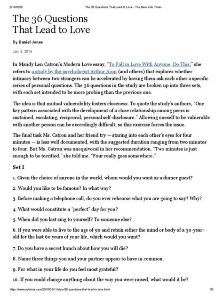 Nyt 36 Questions to Fall in Love PDF: The Ultimate Guide