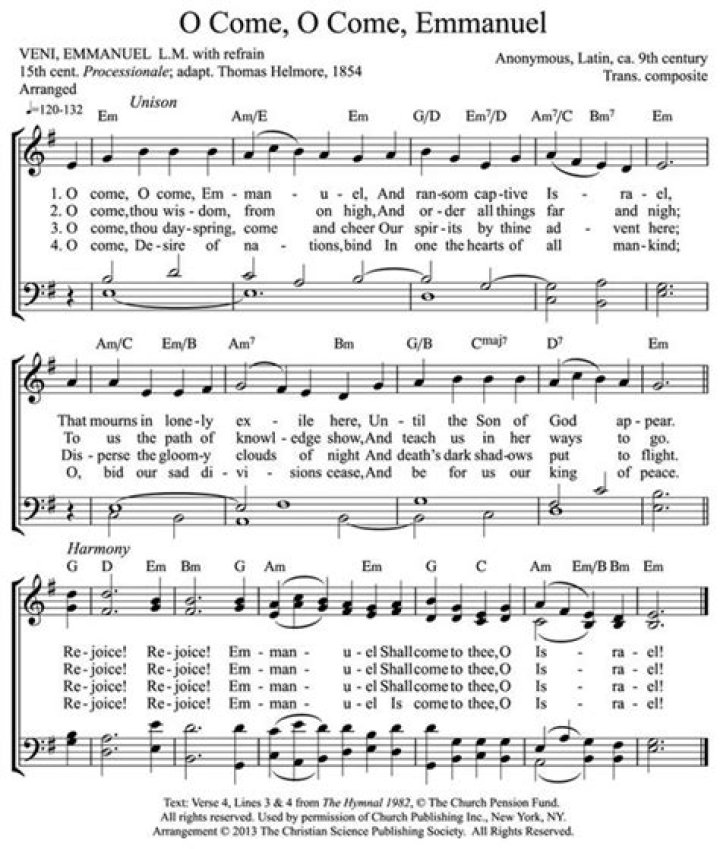 Free O Come O Come Emmanuel Sheet Music PDF