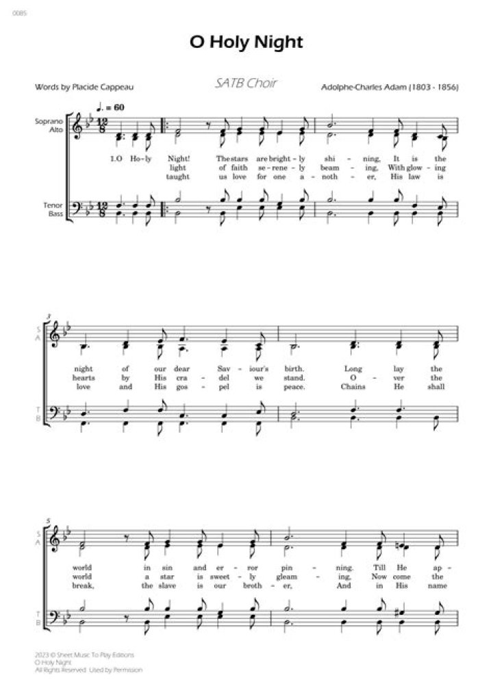 Free O Holy Night SATB Sheet Music PDF – Download Now