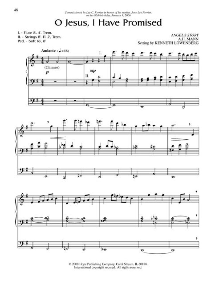O Jesus I Have Promised Sheet Music PDF – Free Download