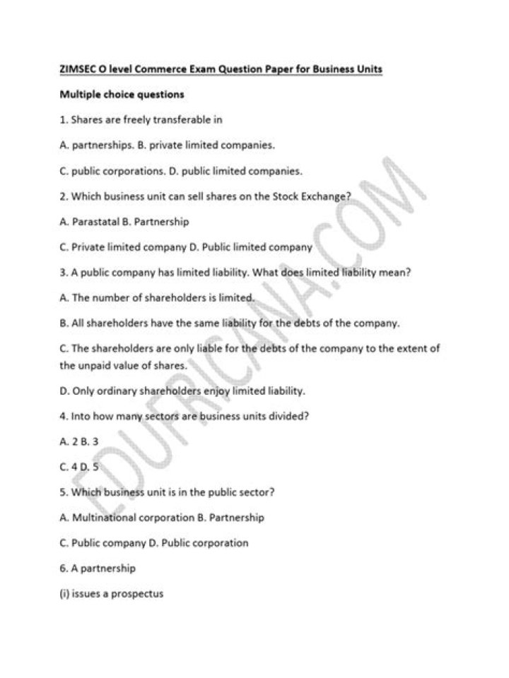 O Level Commerce Questions & Answers PDF – Expert Exam Prep