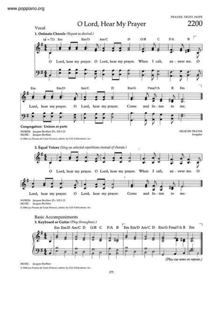 O Lord Hear My Prayer Sheet Music PDF – Free Download