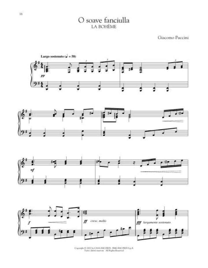 O Soave Fanciulla Sheet Music PDF – Easy Classical Piano Sheet Music