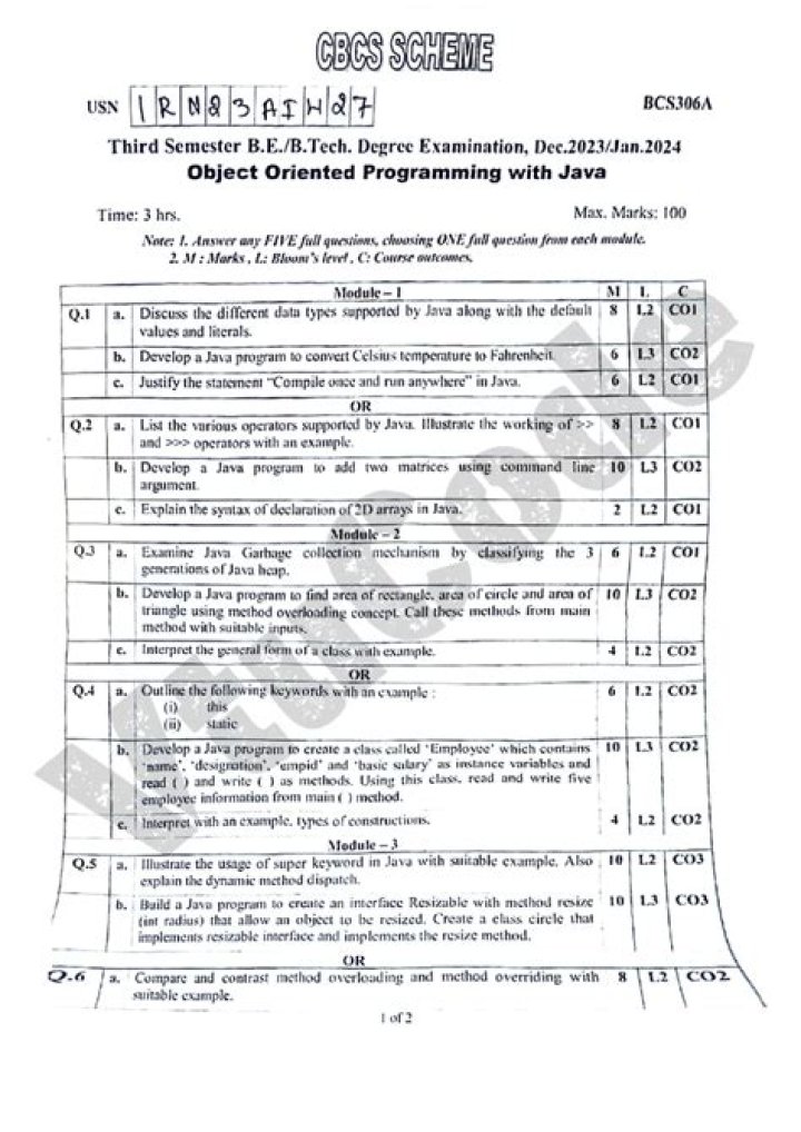 Object Oriented Programming in Java: Expert Questions & Answers PDF