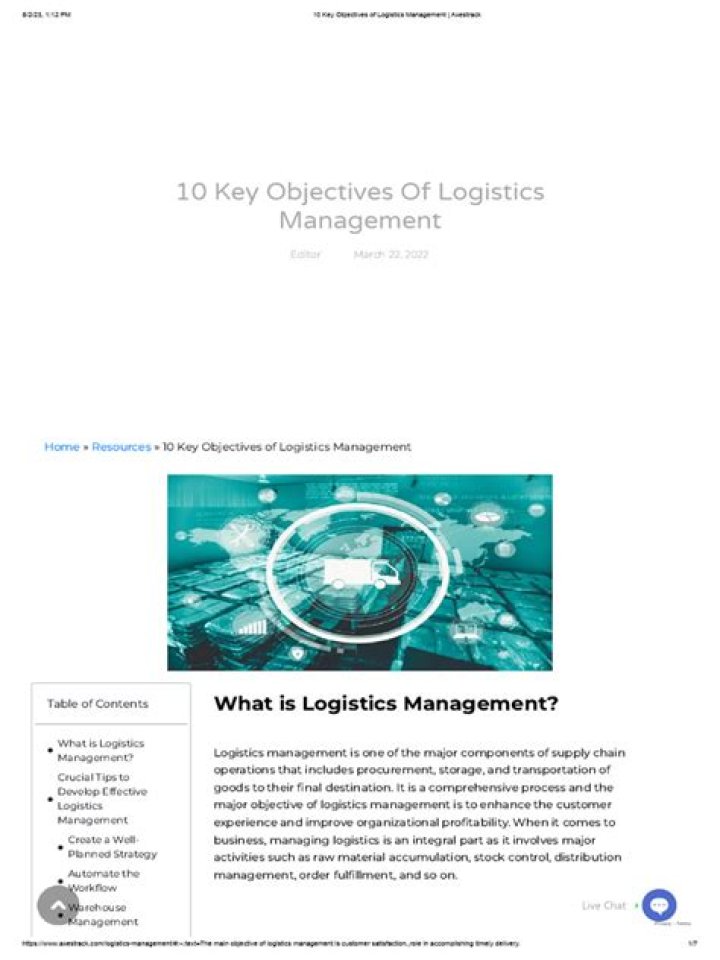 Key Objectives of Logistics Management PDF Guide