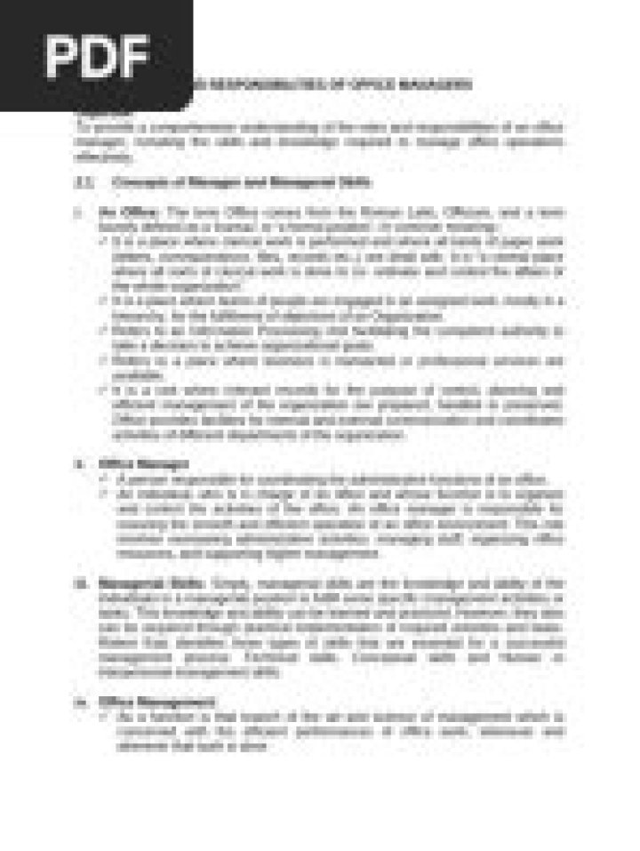 Mastering Office Management: Key Objectives PDF Guide