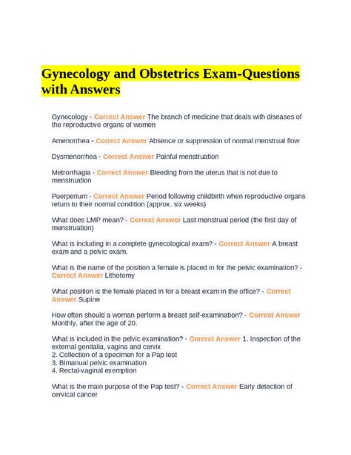 Essential Obstetrics & Gynecology Questions and Answers PDF