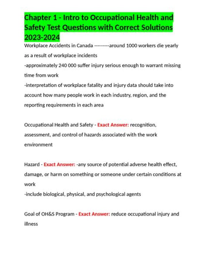 Occupational Health and Safety Exam Questions & Answers PDF – Ready for Certification