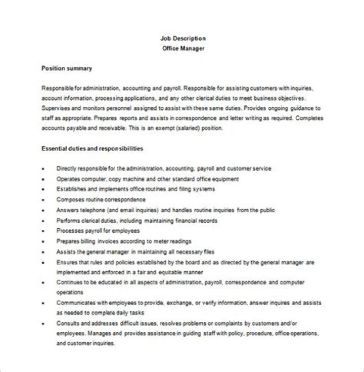Complete Office Manager Job Description PDF for Hiring Teams