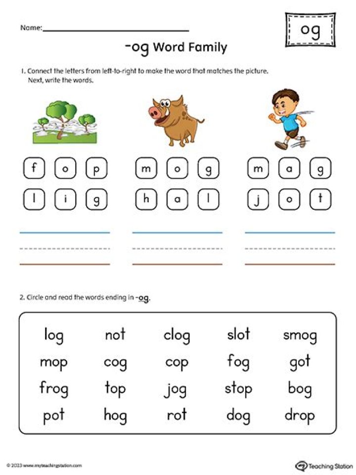 Free Og Word Family Worksheets PDF for Early Literacy